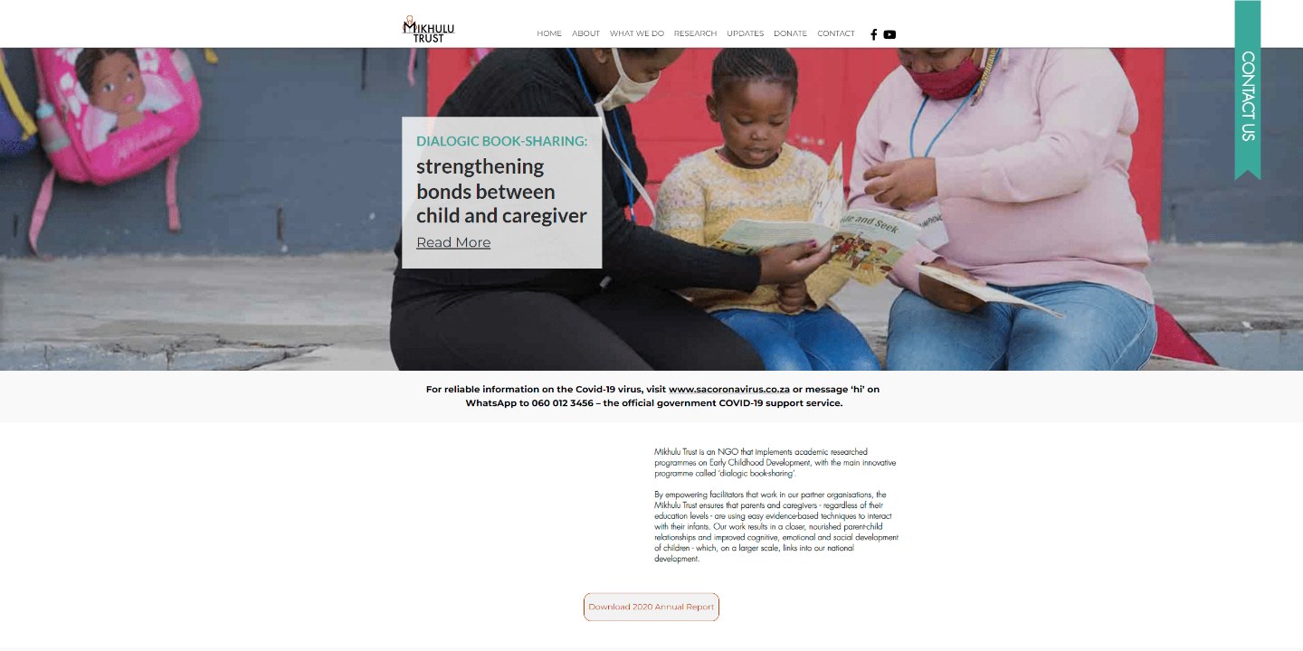 Before: the old Mikhulu Trust site