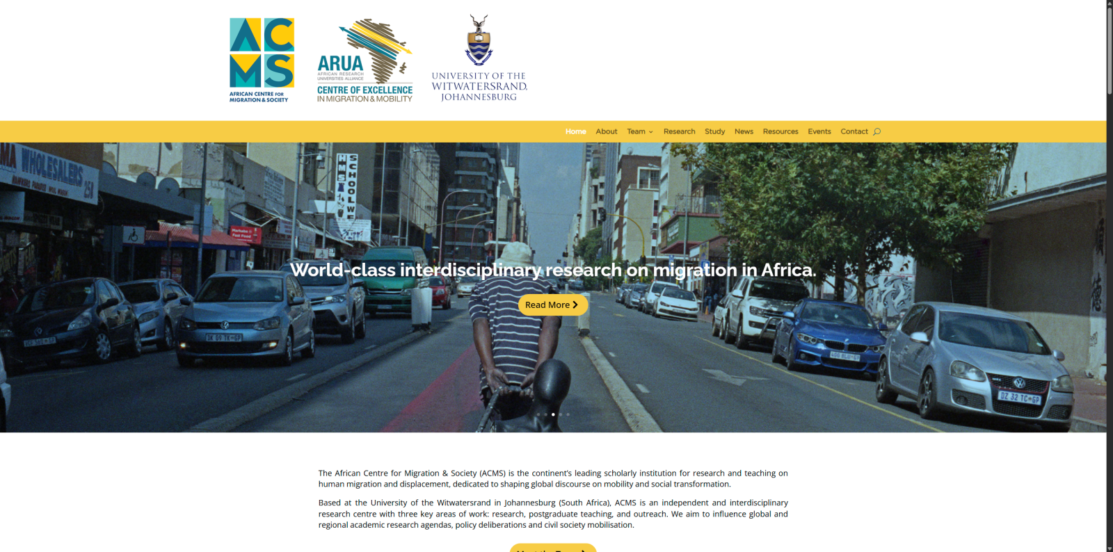 Screenshot of the ACMS website