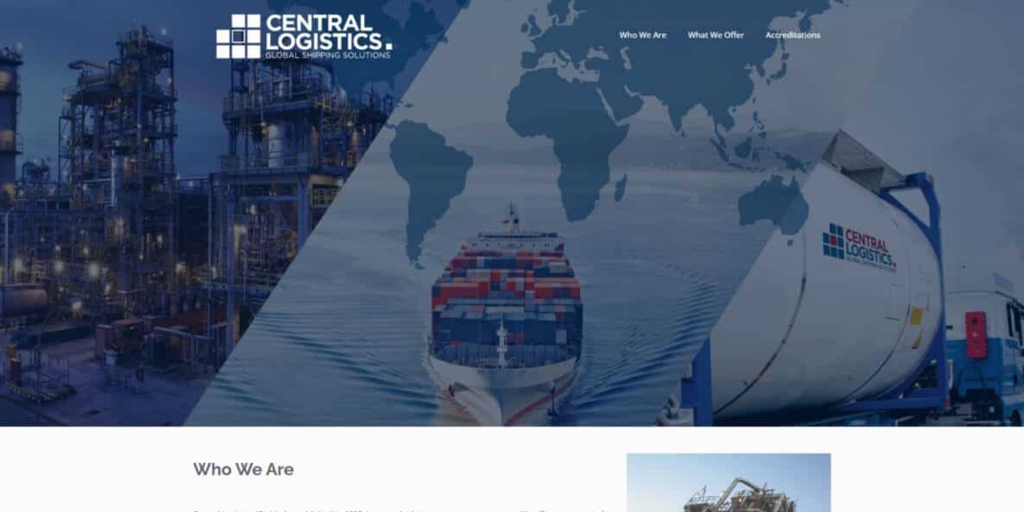 Screenshot of the Central Logistics website