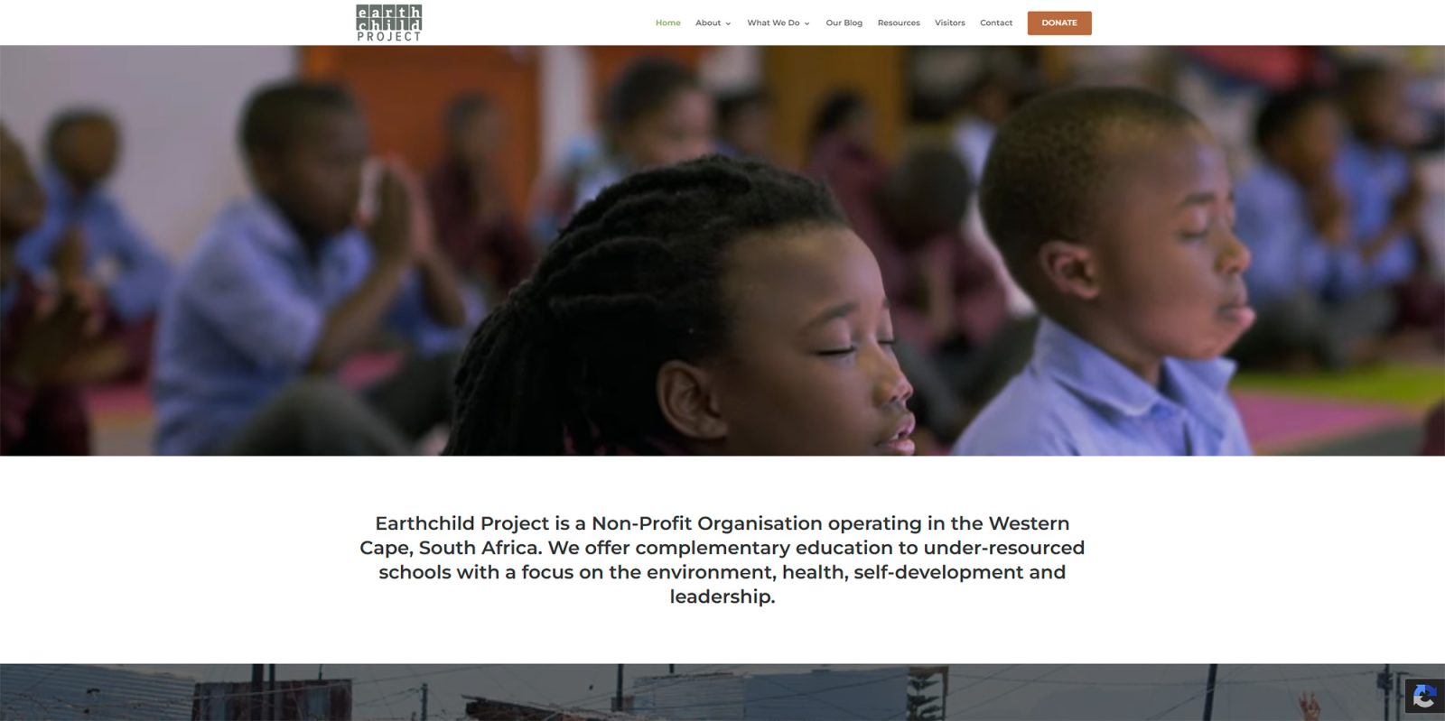 Screenshot of the Earthchild Project website