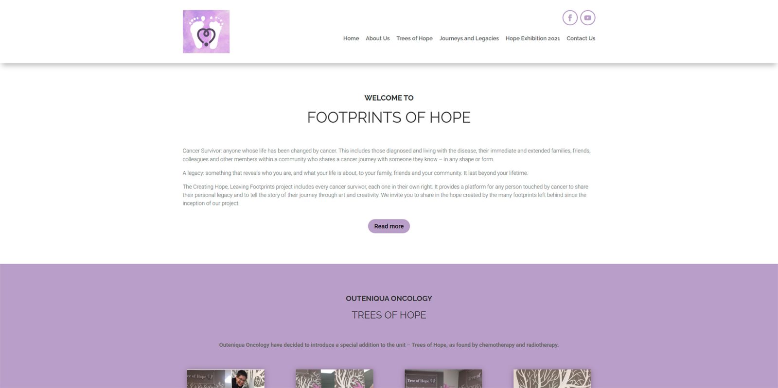 Screenshot of the Footprints of Hope website