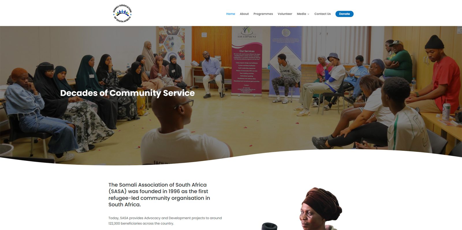 Screenshot of the Somali Association of SA website